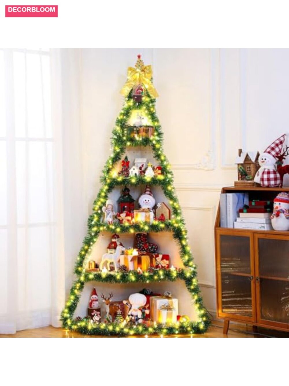 6 Tier Christmas Tree Corner Shelf 6ft Pine Wood Display Stand